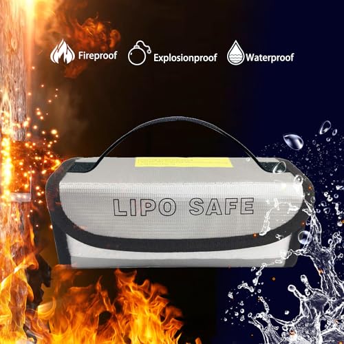 2PCS 185 * 75 * 60mm Battery Safe Bag Fireproof Charging Bag for RC Lipo Battery Pack Storage Charging Transport Home Office Travel Lipo Safe Storage Pouch - size: 185x75x60mm (2 pcs)