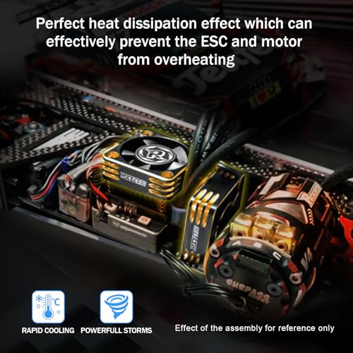 RC Cooling Fan 30mm 28000RPM 8.4V Aluminum ESC Heatsink for RC Car 1/8 1/10 1/12 Scale 540 550 Brushless Motor (Black Gold) - style: 30mm Black Gold