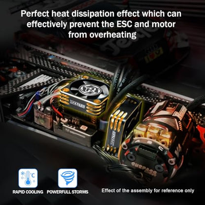 RC Cooling Fan 30mm 28000RPM 8.4V Aluminum ESC Heatsink for RC Car 1/8 1/10 1/12 Scale 540 550 Brushless Motor (Black Gold) - style: 30mm Black Gold