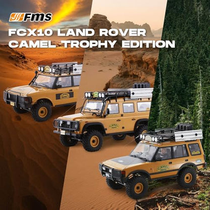 FMS FCX10 1/10 RC Crawler Land Rover Camel Trophy Edition, Official Licensed 4WD All Terrain Off-Road RC Truck for Adults, High-Detail Scale RC Car with Metal Gears, Upgraded Shocks (Range Rover) - style: Range Rover