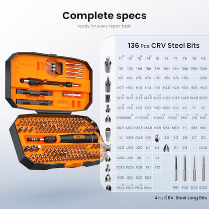 JOREST 152 in 1 Precision Screwdriver Set, Tool Gifts for Men, Mini Repair Tool Kit for Electronics, Macbook, Laptop, PC, RC, PS5, iphone, Jewelers, XBOX, Glasses - style: 152 in 1