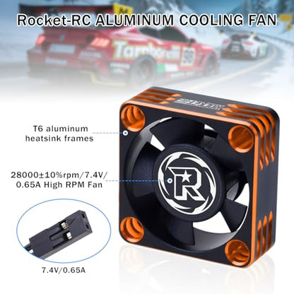 2Pack RC Motor Cooling Fan 30mm 28000RPM Fits 540 550 Brushless Motor ESC Cooling Fans for 1/8 1/10 1/12 RC Truck Car (Black Orange) - style: 2pack 30mm Black Orange