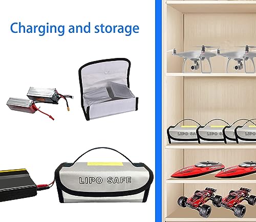 4PCS 185 * 75 * 60mm Lipo Battery Safe Bag Fireproof Charging Bag for RC Lipo Battery Pack Storage Charging Transport, Home Office Travel Lipo Safe Storage Pouch - size: 185x75x60mm (4 pcs)