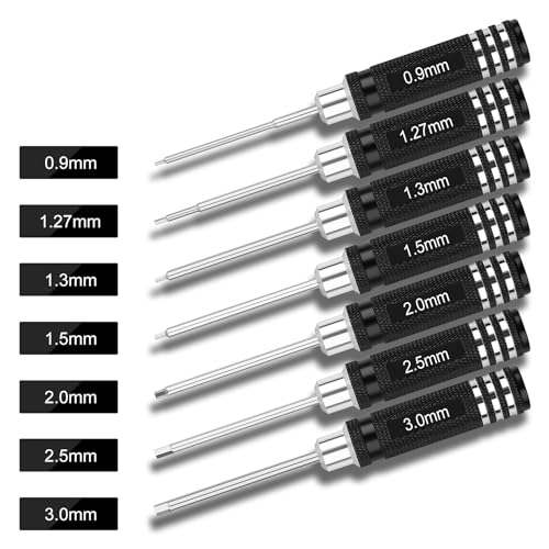 RC Tool Kit 7PCS Precision Hex Screwdriver Set | Hobby Tools W/0.9/1.27/1.3/1.5/2.0/2.5/3.0mm Hexagon Wrench RC Repair Tool Compatible with SCX24 Traxxas Redcat RC Trucks - color: Clear