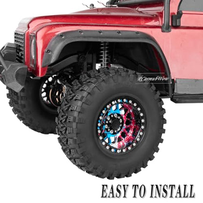 RC 2.2 Beadlock Tires Set 2.2" Wheels and Tires for 1/10 RC Crawler SCX10 AMG 6X6 TRX4 Gen8 Gen7 Pro,Alloy 2.2 RC Rims Rubber Tires,Colorful - color: Rainbow(4pcs)