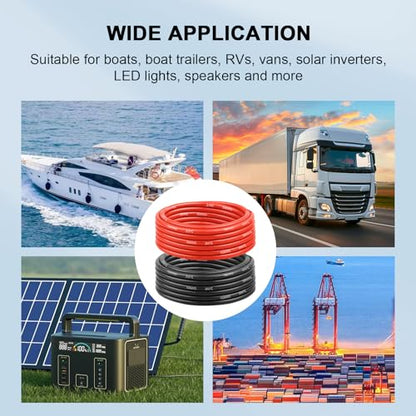 10 Gauge Silicone Wire (10ft Red & 10ft Black), 10 AWG Electrical Cable 0.08mm Tinned Copper Core High Temperature Resistant Wire, Soft and Flexible for RC Cars, Boat, Drones etc - size: 10FT, style: 10AWG