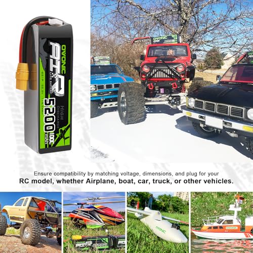 OVONIC 22.2V 100C 5200mAh 6S Lipo Battery with XT90 and AS150 Plug for RC Car Boat Truck Helicopter Airplane Racing Models