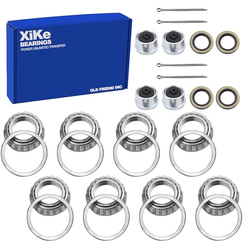 XiKe 2000-2200 Lbs 1'' Axles Trailer Bearings Kit L44643 L44610, 4 Sets | Trailer Wheel Hub Bearings Kit include 12192TB Seal, OD 1.980'', Dust Cover & Cotter Pin, Rotary Quiet High Speed - size: L44643/L44610, style: 4 Set