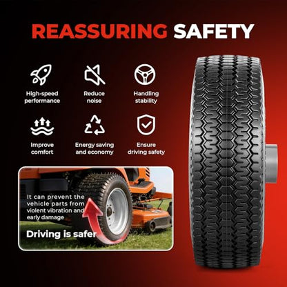 2.50-4" Tire and Wheel Assembly, 2PCS | 5/8" Bushing,2.2" Offset Hub,Tubeless,2.50x4 Lawn Mower Tires with Rim,For Zero Turn Lawn Riding Mower Golf Carts