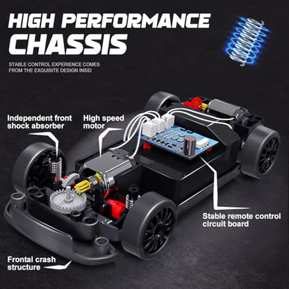 RC Drift Car,1:24 Scale Remote Control Cars Vehicle for Kids, 2.4GHz 20KM/H 4WD High Speed RC Cars with LED Light Two Batteries & Drifting Tires Racing Sport Toy Car for Adults Boys Girls S812-Red - style: S812-red