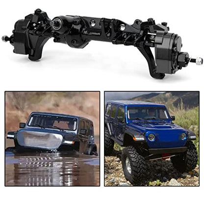 Remote Control Car Metal Front Portal Axle Assembly for 1/10 SCX10 III RC Crawler (Black) - color: Black