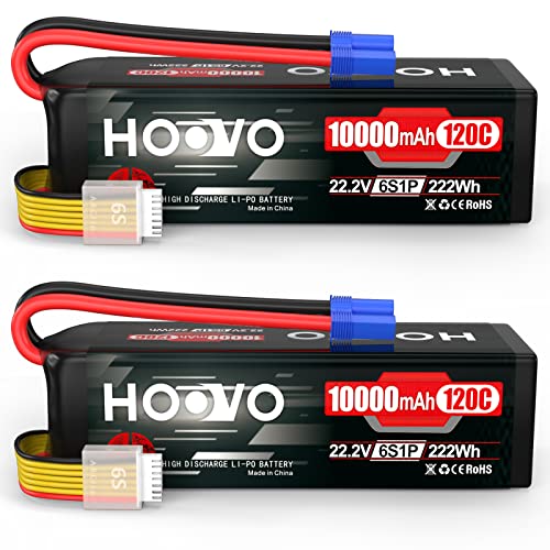 HOOVO 6S Lipo Battery 22.2V 10000mAh 120C RC Battery EC5 Plug 2 Pack | Soft Case,Compatible for RC Cars, Drones, DJI, FPV, RC Plane, Racing Hobby - style: 6S 10000mAh Lipo Battery EC5