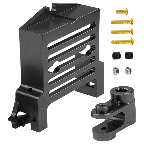 Aluminum Alloy Standard Servo Mount Servo Adapter Bracket w/Servo Horn Compatible with Traxxas 1/5 X-Maxx 6S 8S RC Truck (Black) - color: Black