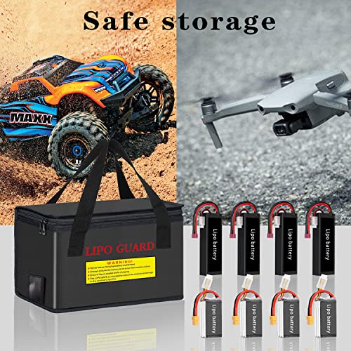 2PCS Lipo Battery Safe Bag Fireproof Charging Bag for RC Lipo Battery Pack Storage Charging Transport, Home Office Travel Lipo Storage Pouch Double Layer Fireproof - size: 260x130x150mm+185x75x60mm (2 pcs)