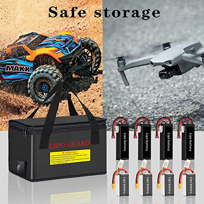 2PCS Lipo Battery Safe Bag Fireproof Charging Bag for RC Lipo Battery Pack Storage Charging Transport, Home Office Travel Lipo Storage Pouch Double Layer Fireproof - size: 260x130x150mm+185x75x60mm (2 pcs)