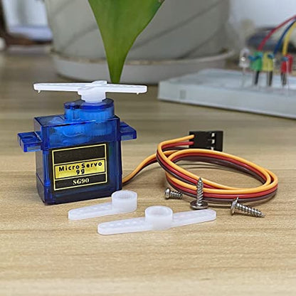Hosyond 10 Pack Servo Motors SG90 9G Micro Servo for RC Robot Helicopter Airplane Boat Remote Control Toys, Servo for Arduino Project, Blue - size: SG90 x 10