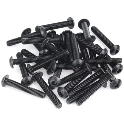 55 Pieces M5 x 30mm Button Head Socket Cap Screws, Thread Pitch 0.8mm, Sutemribor M5 Black Screws, 10.9 Grade Alloy Steel, Black Oxide Finish, Fully Threaded - size: M5 x 30mm, style: Button Head