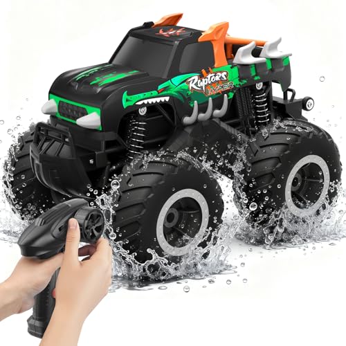 HOMETALL Remote Control Monster Truck Toys - 1:16 Waterproof All Terrain RC Car Fast Remote Control Car with Crashworthy Body, Electric Vehicle Kids Truck Toys for Boys and Girls,Age 6+,Green - color: Green-black