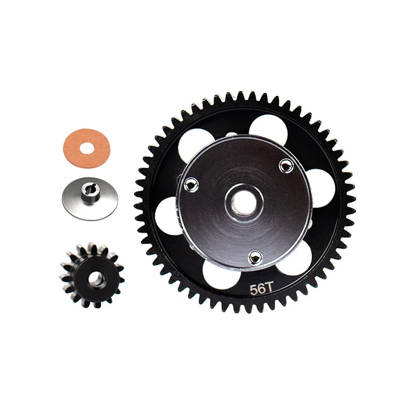 KYX Racing Hardened Steel Transmission Gear Spur Gear Set 56T/15T Upgrades Accessories for 1/10 RC Crawler Car Axial Wraith