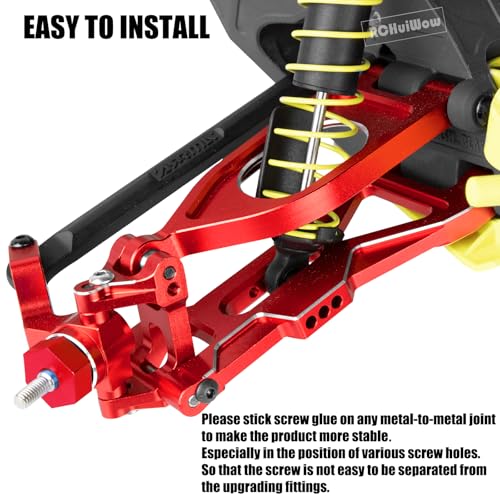 RC Suspension Arms Upgrades Part for 1/10 Gorgon 2WD RTR Brushed Monster Truck(ARA3230T1), Alloy Aluminium Front Upper& Front Lower& Rear Suspension Arms A arms, Red - color: Red(6pcs)