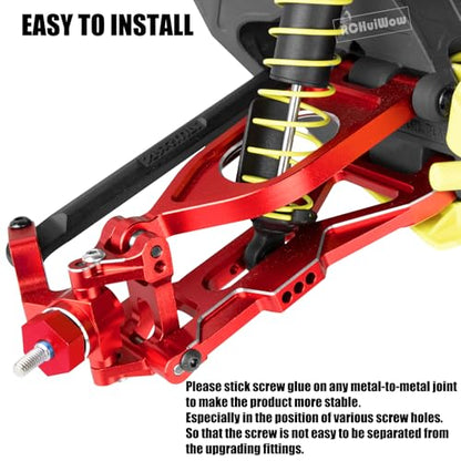 RC Suspension Arms Upgrades Part for 1/10 Gorgon 2WD RTR Brushed Monster Truck(ARA3230T1), Alloy Aluminium Front Upper& Front Lower& Rear Suspension Arms A arms, Red - color: Red(6pcs)