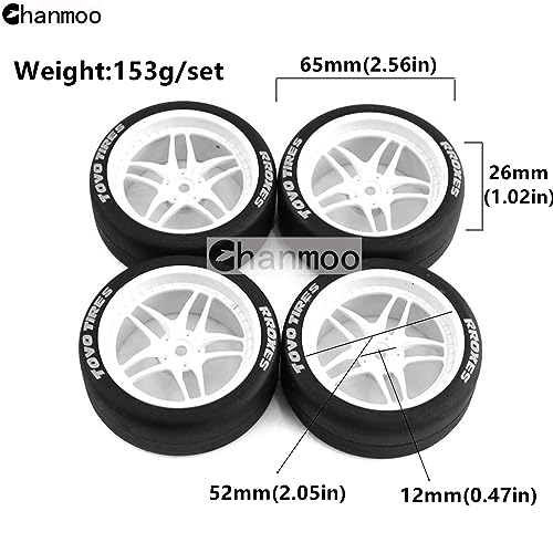 1/10 RC Drift Tires and Plastic Wheels Rims Rally Racing Tyres 12mm Hex for 1:10 Scale On Road Touring Street Car Tamiya Traxxas HPI KYOSHO XV02 XV01 TT01 TT02 PTG2 A959 4PCS (C Black) - color: C Black