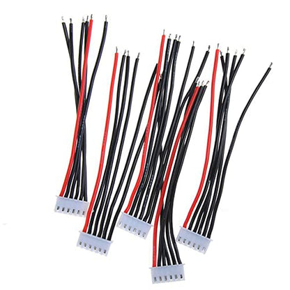 10pcs 5S 6 Pins Balance Cable Extension RC Lipo JST-XH Connector Male Plug Adapter with 15cm 22awg Silicone Cable (5S 6Pins)