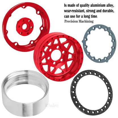 RC Aluminium 1.9 Beadlock Wheel Rims Set for 1/10 SCX10 90046 AXI03007 TRX4 TRX6 VS4-10 Gen7 Gen8 CFX MST D90 RC Crawler,(4PCS) 1.9 RC Beadlock Rims,1.9 rc Wheels,Red - color: Red- (Wheel Rims)