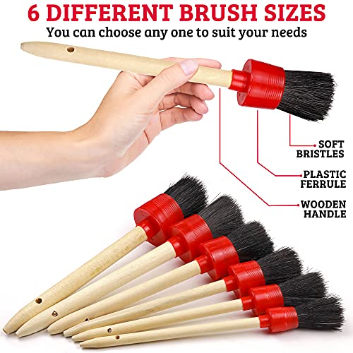 TAKAVU Car Detailing Kit, 12-Piece Set for Interior & Engine Bay Cleaning | Detail & Wire Brushes, Vent Duster & Microfiber Towel, Cleans Wheels, Motorcycles & Trim