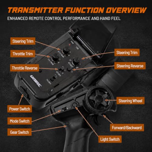 UDIRC UCX1804PRO 1/18 Brushless RC Crawler, 4-Wheel Steering Rock Truck | FOC Outrunner Motor, 2-Speed Transmission, Portal Axles, Hall Effect Radio, RTR 4x4 Off-Road RC Car for Adults - color: Red
