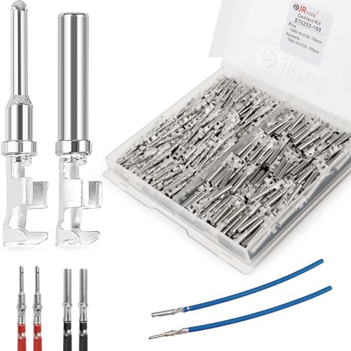 JRready Deutsch DT Connector Terminal Kit Size 16,Male Pins 1060-16-0122 / Female Sockets 1062-16-0122 Open Barrel Style Contacts for Wire Gauge 14-18AWG,ST6255-100 Stamped & Formed Contacts - size: #16 Stamped Contacts(14-18AWG) 13A (Max)