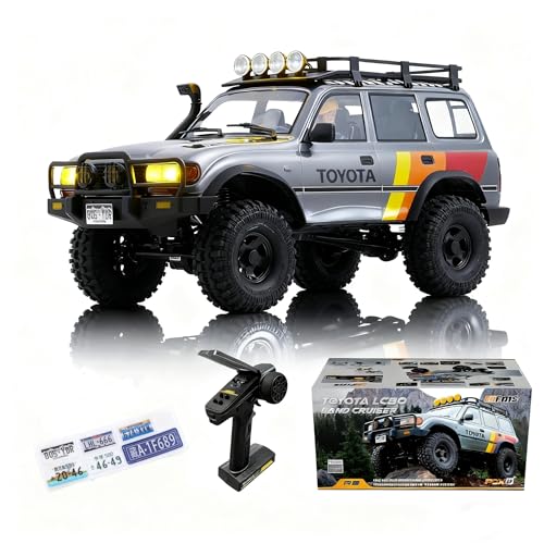 FMS FCX10 1/10 RC Crawler Land Cruiser LC80 Toyota Licensed, 4WD 2.4Ghz RC Rock Crawler, Hobby Grade Off-Road RC with Lighting, Climbing Car Remote Control Car for Adults Grey RS Need to Complete - color: Gray