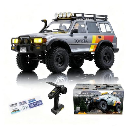 FMS FCX10 1/10 RC Crawler Land Cruiser LC80 Toyota Licensed, 4WD 2.4Ghz RC Rock Crawler, Hobby Grade Off-Road RC with Lighting, Climbing Car Remote Control Car for Adults Grey RS Need to Complete - color: Gray