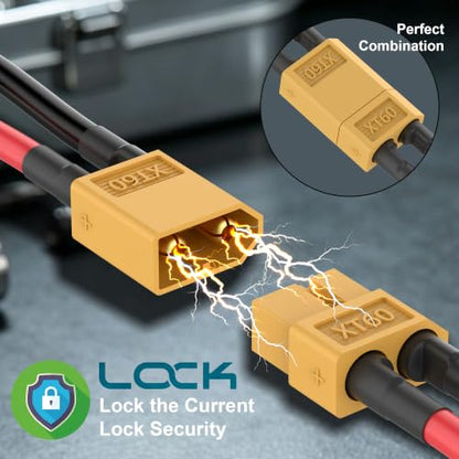 12AWG XT90 to XT60 Adapter XT60 to XT90 Cable (4 Pack) | XT60 to xt90 male female for RC Lipo Battery Drone xt60 male to xt90 female xt90 male to xt60 female - size: XT90-XT60
