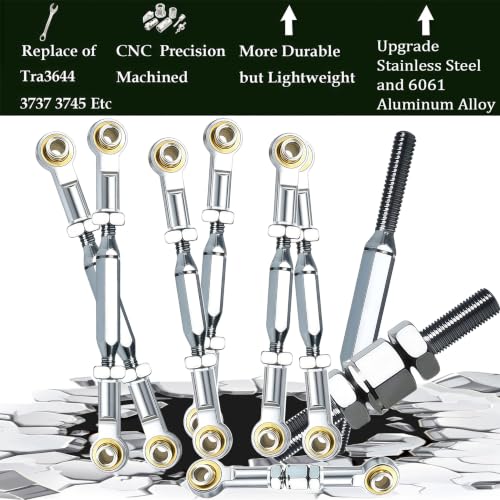 Stainless Turnbuckles Links with Rod Ends for 1/10 Traxxas Slash,Silver | Adjustable Camber Links with Spacers for Rustler 4X4/2WD, Stampede 4X4, Hoss 4X4, Bandit/VXL RC Car Hops Up Parts - color: Silver