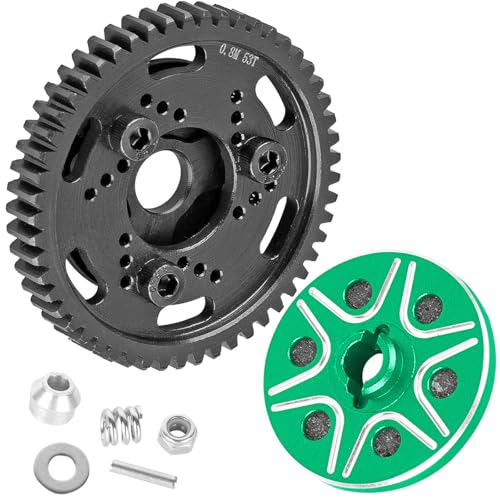 RC 53T Spur Gears 0.8Mod Upgrades Part for 1/10 Slash 2WD (VXL)/Stampede 2WD (VXL)/Rustler 2WD (VXL)/Bandit 2WD (VXL),BRCatWPark Steel Metal Extra-Heavy Slip limiting Clutch,Green - color: Green - (53t)