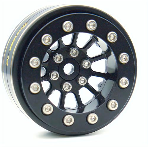 1.3 Beadlock Wheels & Brass Rim 46.5g Offset-3mm for 1/18 1/24 RC TF (Black) - color: Black