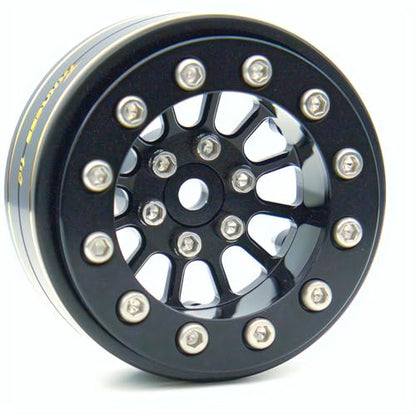 1.3 Beadlock Wheels & Brass Rim 46.5g Offset-3mm for 1/18 1/24 RC TF (Black) - color: Black