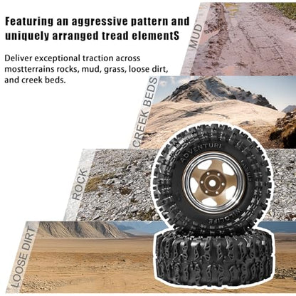 1.3" Beadlock Wheel Tires, Aluminum 1.3 Beadlock Wheels and Tires Upgraded 1.45-inch Wheel for for 1/24 SCX24 AX24 FCX24 1/18 TRX4M FMS RC Crawler Car Upgrade (Bronze) - color: Bronze