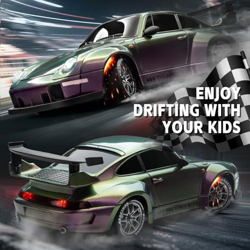 1/24 4WD RC Drift Car, 2.4GHz 20KM/H High Speed Remote Control Racing Car with Drifting Tires, Gift for Kids Adults - color: Gradient