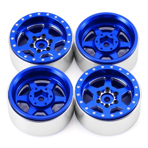 1.3" Beadlock Wheels RC Aluminium Rims for 1/18th TRX4M 1/24th AXIAL SCX24 RC Crawler Car Upgrade Parts (Blue) - color: Blue