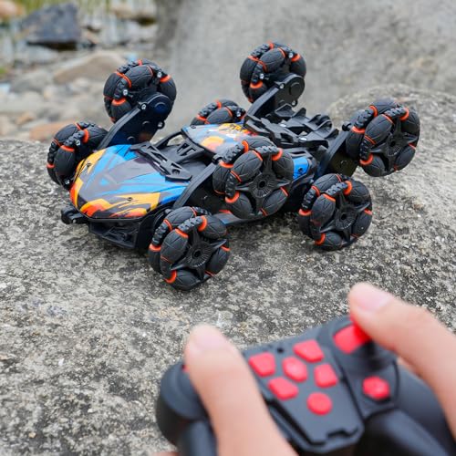 Cool 8 Wheels Hand Controlled rc Stunt Car Toys, Gesture Sensing Remote Control Cars for Boys Age 6 7 8-12 13 14 Year Old, Birthday Gifts Ideas for Kids - color: Black, Blue