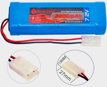 7.2V 3800mAh Rechargeable Replacement Battery Pack with Tamiya Connector for RC Cars, Boats Robots(1PACK)+4.8V-7.2V Smart(1PACK) Charge