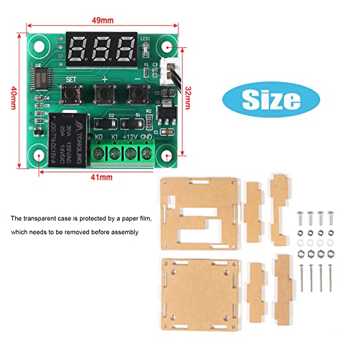 4PCS W1209 12V DC Digital Temperature Controller Board with Case LED Display -50~110°C Electronic Temperature Control Module Switch Micro Thermostat with Waterproof NTC Probe - style: 4PCS x Blue