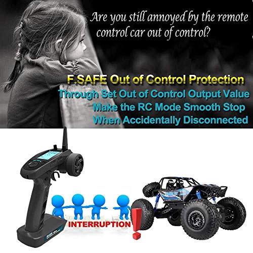Flysky FS-GT5 6CH RC Transmitter with FS BS6 Receiver, 2.4Ghz AFHDS Transmitter and Receiver for RC Car Boat (Failsafe Function + 200m Range + Great Ergonomic + 4 Climbing Mode)