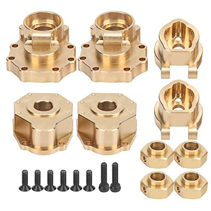 RC Outer Portal Drive Housing, Brass Drive Axle Mount Set High Torque Steering Knuckle Front Rear Portal Axle Counterweight Set for 1/10 RC Crawler