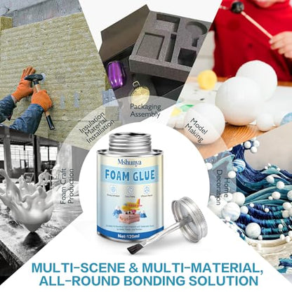 4 oz Foam Glue, Foam Glue Adhesive, Styrofoam Glue Adhesive, Super Strong Adhesion, Quick-Drying and Transparent, Specially Designed for foams Materials, Suitable for foams and Other Materials
