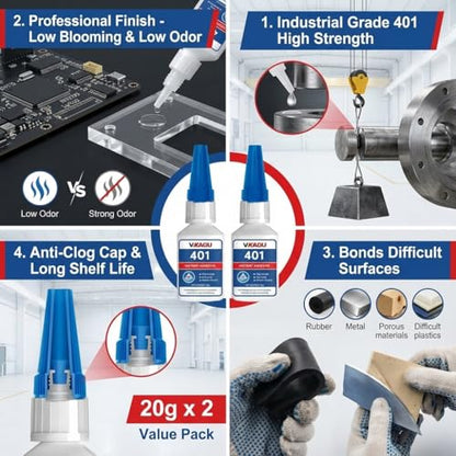 401 Super Bonder Instant Adhesive Clear 20g Suitable for Plastic Wood Metal Rubber Leather 12 Pack - size: 401, style: 12 Pack