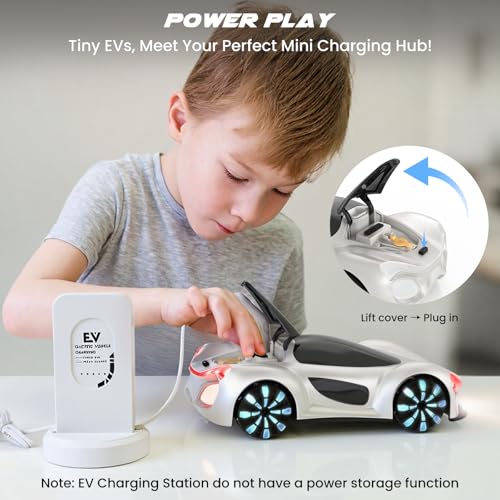 SIMREX Gesture Sensing Remote Control Car with Charging Dock - 360° Rotate Drift RC Stunt Car Toy, 40 Min Playtime, Dual Control, Spray Mist & LED Lights, Birthday Gift for Kids Boys Girls（White） - color: White