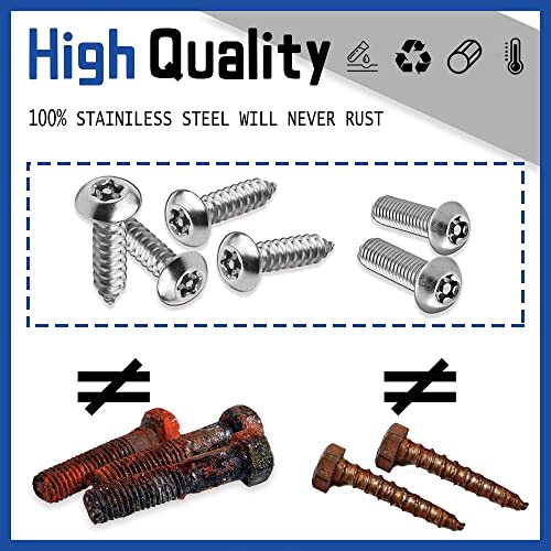 8PCS Anti Theft License Plate Screws Kit, Tamper Resistant Mounting Hardware, Stainless Steel License Car Plate Screws Set for Front Rear Tag Frame Holder